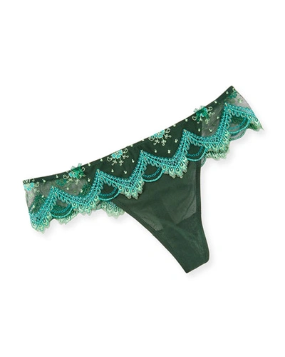 Lise Charmel Nature Feminine Lace-trim Thong In Amande Nature