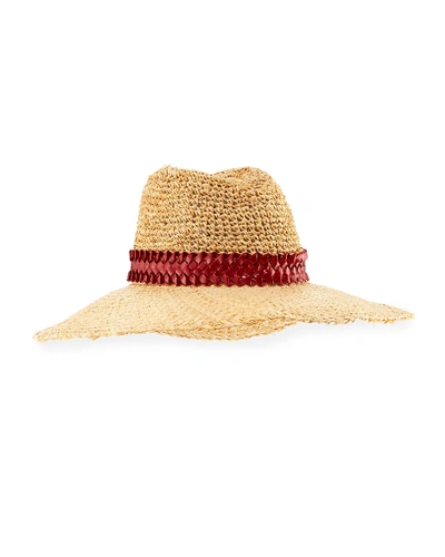 Gigi Burris Santiago Packable Straw Sun Hat In Red Pattern
