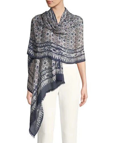 Mangrove Krystals Lightweight Scarf In Blue Pattern