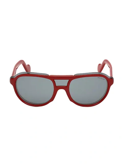 Moncler Rounded Shield Mirrored Sunglasses In Red Pattern