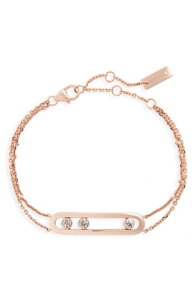 Messika Move Pave Diamond Two-strand Chain Bracelet In 18k Rose Gold