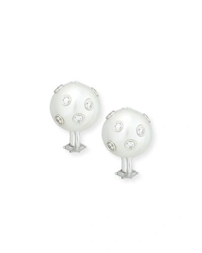 Assael South Sea Pearl & Bezel-set Diamond Button Clip Earrings