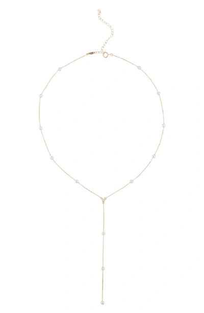 Mizuki 14k Pearl & Diamond Y-drop Necklace In Yellow Gold/ Pearl