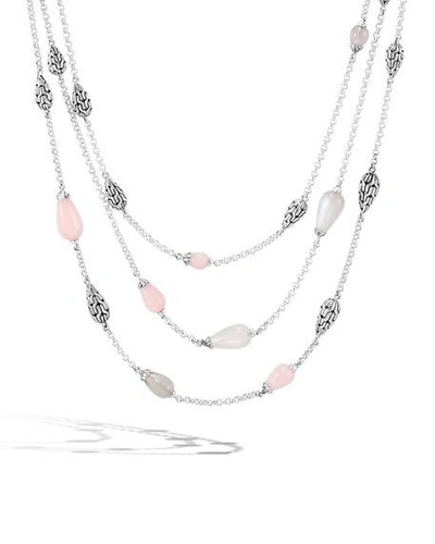 John Hardy Classic Chain Multi-row Teardrop Necklace In Pink Opal