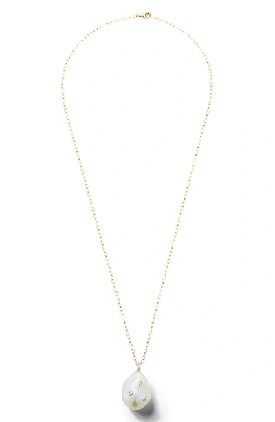 Mizuki 14k Baroque Pearl & Diamond Pendant Necklace In Yellow Gold/ Pearl