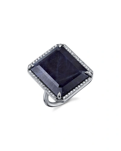 Sheryl Lowe Emerald-cut Sapphire Ring In Diamond Setting