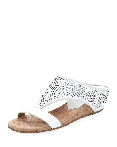 Donald J Pliner Darin Laser-cut Demi-wedge Sandals, White