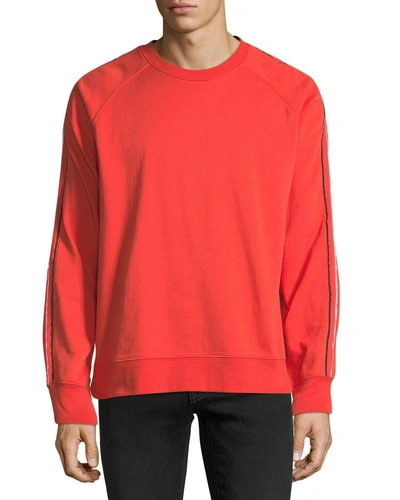 7 For All Mankind Men's Striped-sleeve Sweatshirt In Oroya Red