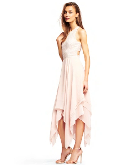 Aidan Mattox Aidan By  Pink Sleeveless Handkerchief Dress In Petal