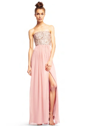 Aidan Mattox Aidan By  Pink Strapless Evening Gown In Rose