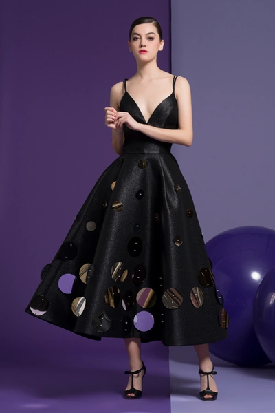Isabel Sanchis Black Sleeveless Karla Midi-tea Dress