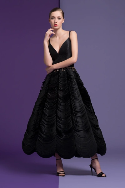 Isabel Sanchis Black Sleeveless Christiane Midi-tea Dress