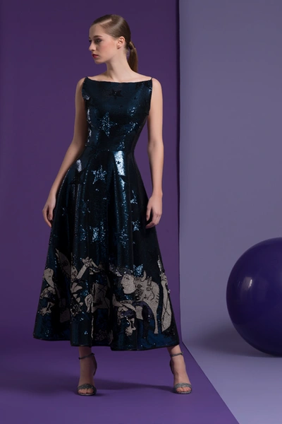 Isabel Sanchis Blue Sleeveless Claudine Midi-tea Dress