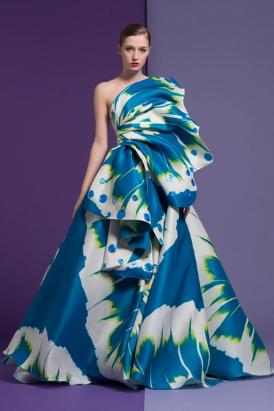 Isabel Sanchis Blue Multi Strapless Karelle Gown