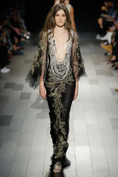 Marchesa Couture Black Gold Embroidered Tulle Gown M21835 In Black_gold