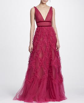 Marchesa Notte Sleeveless A-line Evening Gown N25g0660 In Berry | ModeSens