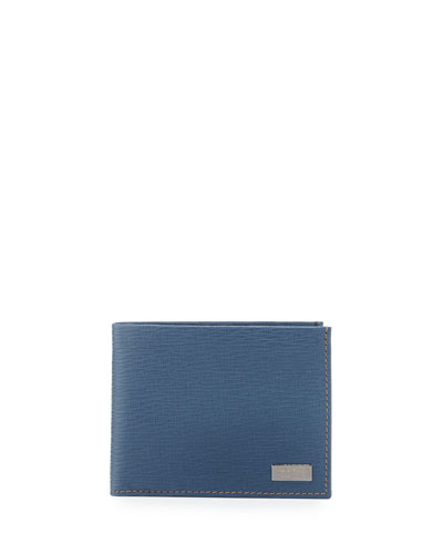 Salvatore Ferragamo Revival Leather Bi-fold Wallet, Light Blue | ModeSens