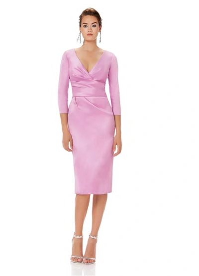 Theia Couture Sleeve Fitted Cocktail Dress In Orchid