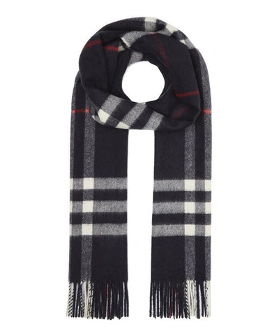 Burberry Giant Icon Check Scarf In Navy