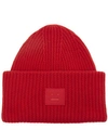 Acne Studios Pansy Face Beanie In Red
