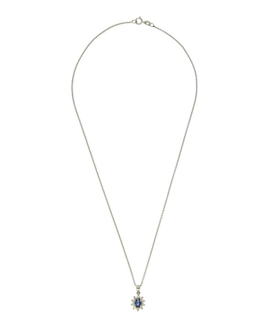 Kojis White Gold Diamond Sapphire And Diamond Cluster Pendant Necklace
