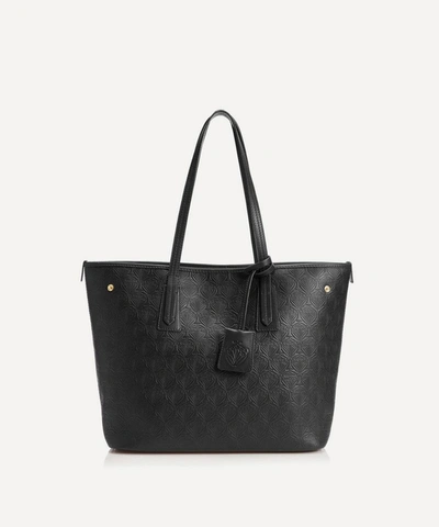 Liberty London Iphis Embossed Leather Little Marlborough Tote Bag In Black