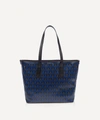 Liberty London Little Marlborough Tote Bag In Iphis Embossed Leather In Dk Blue