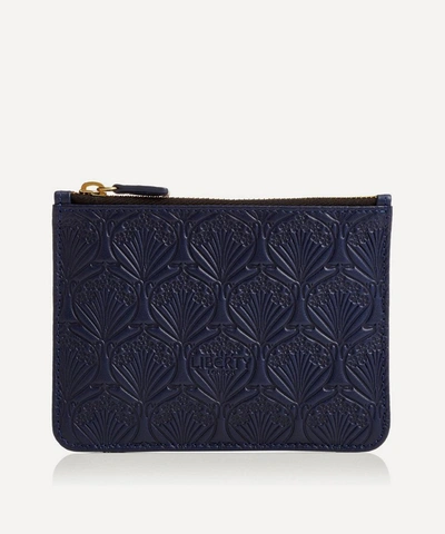 Liberty London Coin Purse In Iphis Embossed Leather In Navy