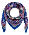 Liberty London Peacock Garden 70 X 70 Silk Scarf In Bright Blue