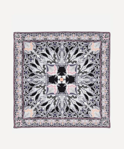 Liberty London Ianthe 70 X 70cm Silk Twill Scarf In Black
