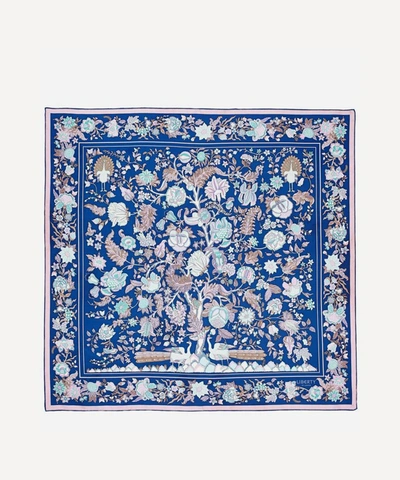 Liberty London Tree Of Life 90 X 90 Silk Scarf In Imran Navy