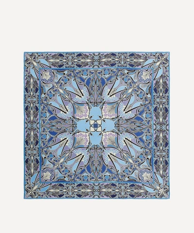 Liberty London Ianthe 90 X 90 Silk Scarf In Blue