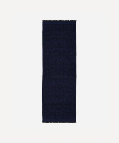 Liberty London Ianthe 70 X 200 Jacquard Wool Blend Scarf In Blue
