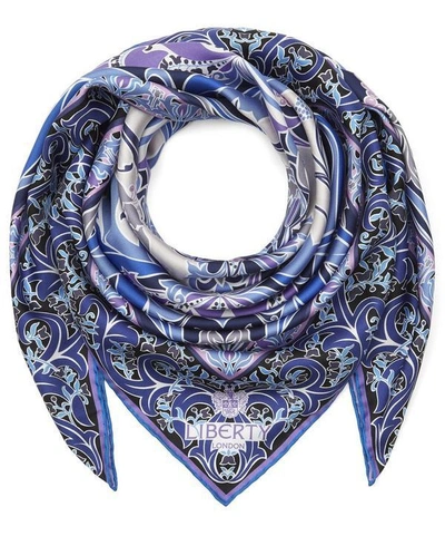 Liberty London Albany 90 X 90 Silk Twill Scarf In Navy