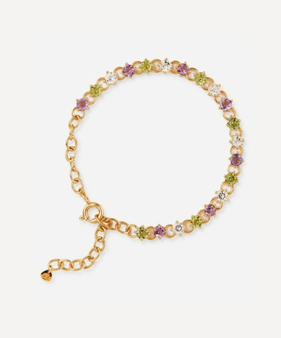 Dinny Hall Gold Plated Vermeil Silver Suffragette Gem Drop Line Bracelet