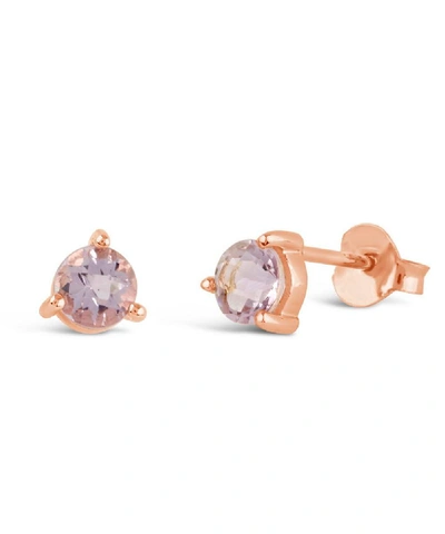 Dinny Hall Rose Gold Gem Drops Rose De France Round Stud Earrings