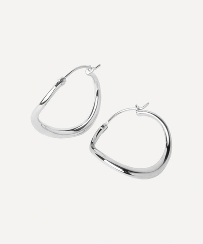 Dinny Hall Silver Wave Small Hoop Earrings In Sterling Silver
