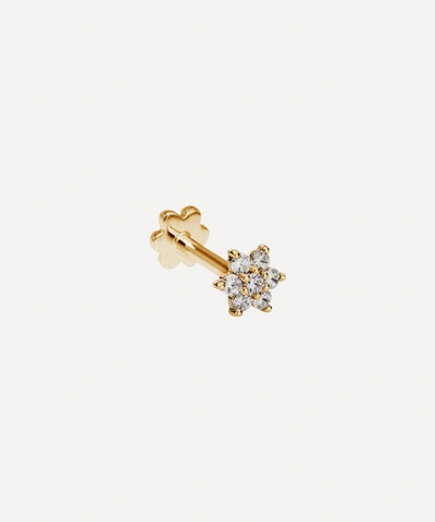 Maria Tash 18ct 4.5mm Diamond Flower Single Threaded Stud Earring In Gold
