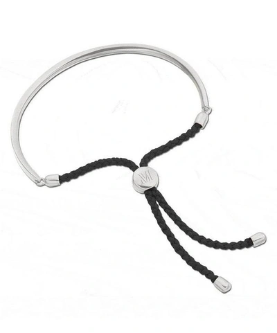 Monica Vinader Sterling Silver Black Cord Fiji Bracelet