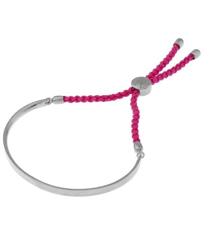 Monica Vinader Sterling Silver Black Cord Fiji Bracelet In Pink