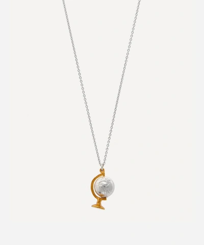 Alex Monroe Silver And Gold-plated Spinning Globe Pendant Necklace In Assorted