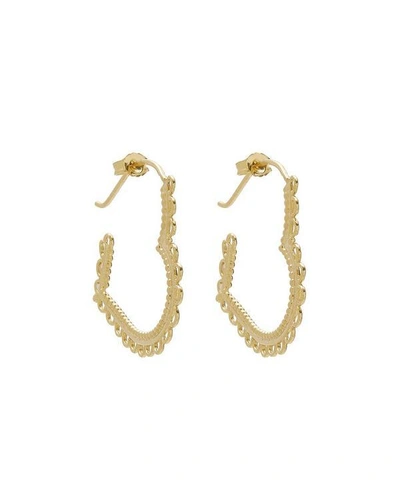 Alex Monroe Gold-plated Lace-edged Heart Hoop Earrings