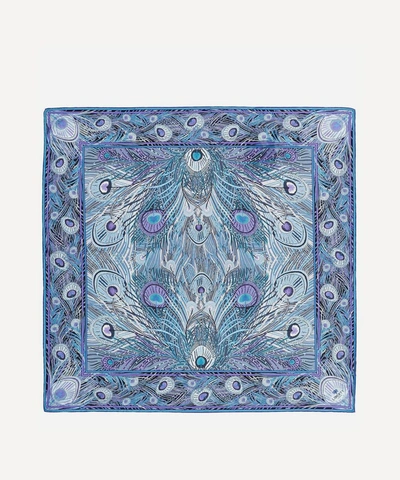 Liberty London Hera 90 X 90 Silk Twill Scarf In Hera Blue