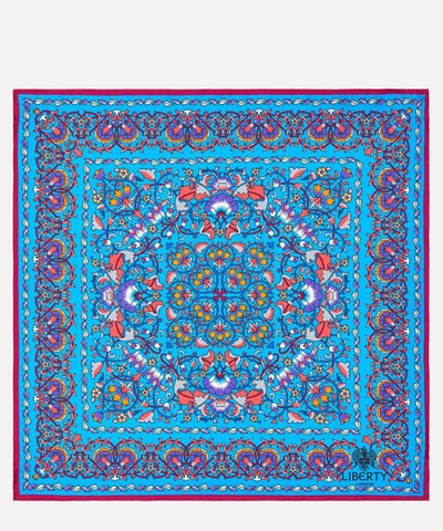 Liberty London Lodden 45 X 45 Silk Neckerchief In Lodden Blue