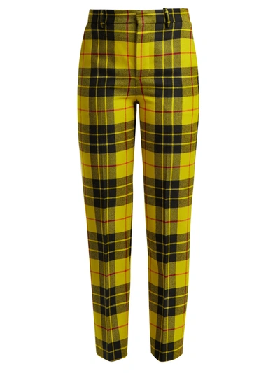 Balenciaga Macleod Mid-rise Tartan Trousers In Yellow