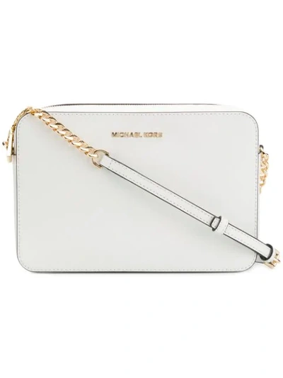 Michael Michael Kors 'large Jet Set' East/west Saffiano Crossbody Bag - White In White