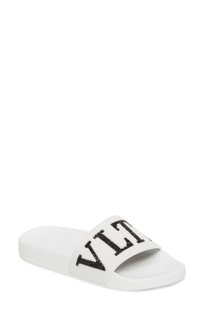 Valentino Garavani Vltn Crystal-embellished Pool Slide Sandal In White |  ModeSens