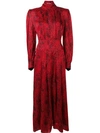 Alessandra Rich Leopard Jacquard Crepe De Chine Pleated Dress In 1039 Red