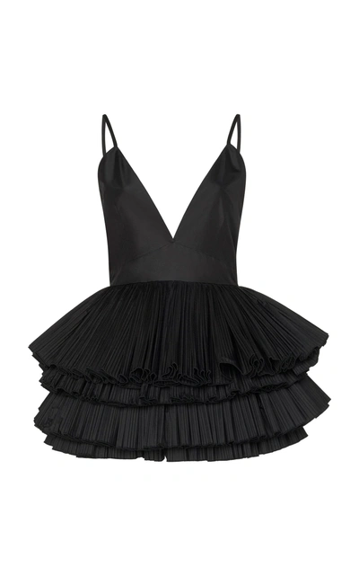 Alessandra Rich Silk Taffeta Tutu Dress In Black