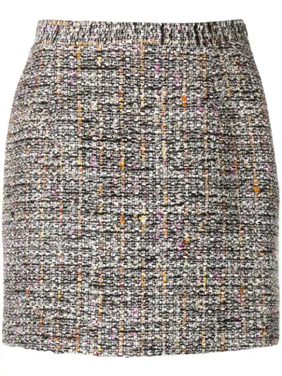 Alessandra Rich Bouclé Tweed Mini Skirt In Grey